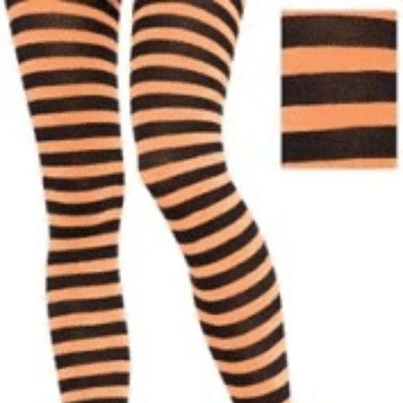 Orange & Black Stripped Panty Hose & Spider NWOT - Picture 2 of 3